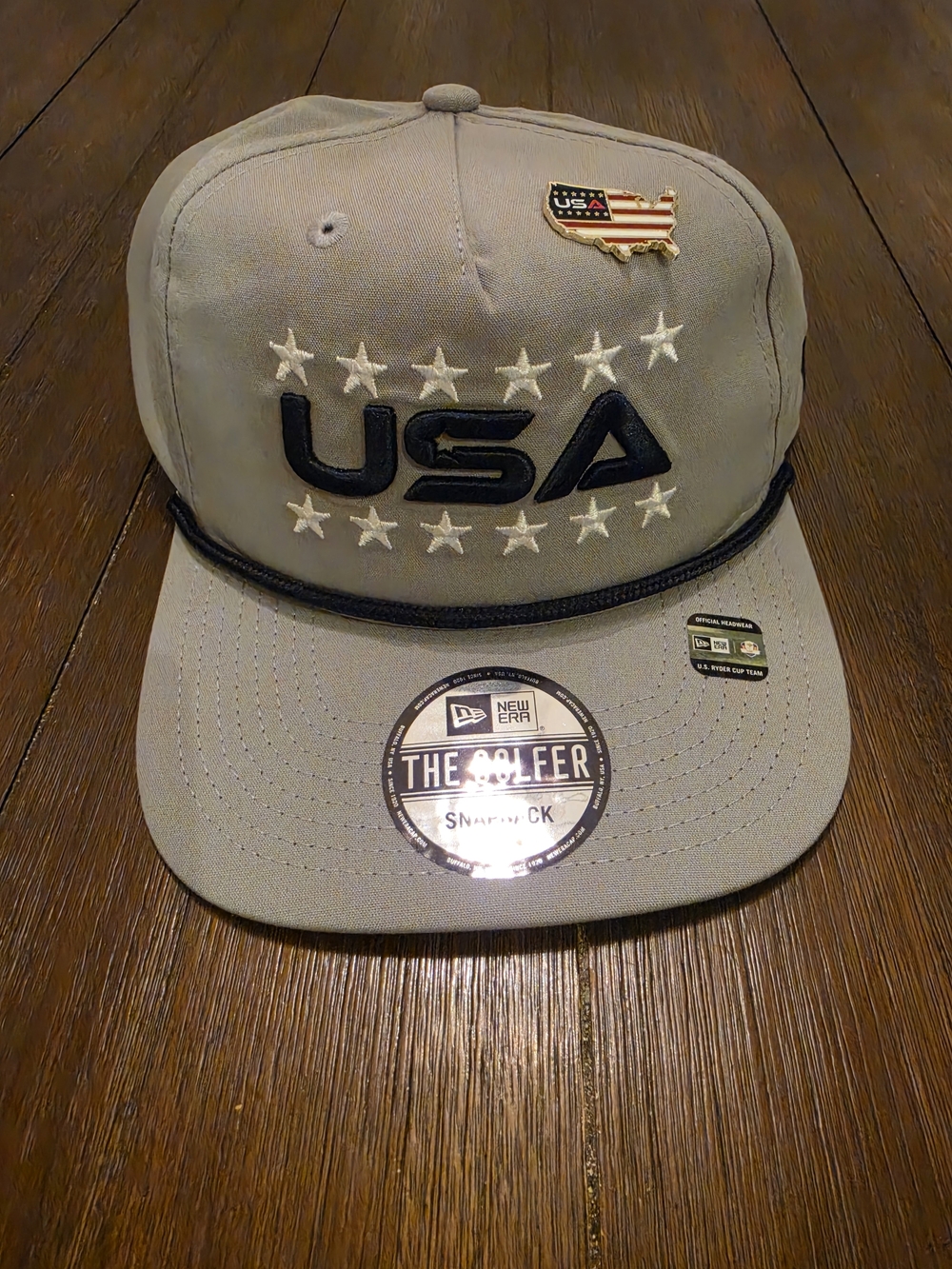 New Era Gray USA Golf Embroidered Snapback Cap with Pin